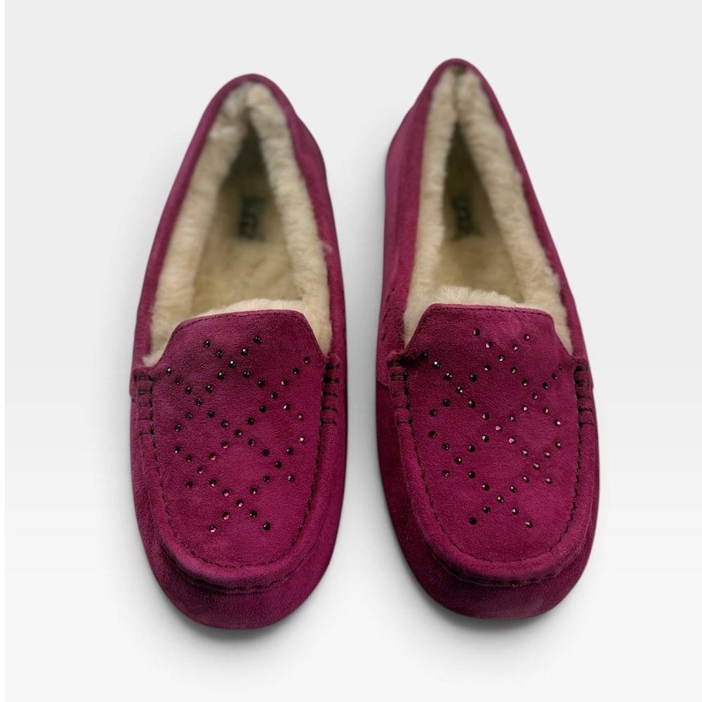 UGG Ansley Crystal Diamond Moccasins Womens 11 Magenta Suede Swarovski New